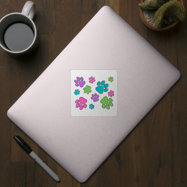 Kids Pawprint Pattern – Purple Pink Blue Green by KoreDemeter14